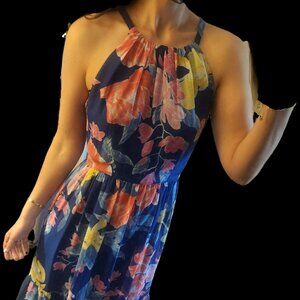 Vince Camuto Women's Floral Chiffon Fit & Flare Maxi Sleeveless Dress, Size 8